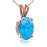1/2 Carat Oval Shape Blue Topaz Necklace In 14K Rose Gold Over Sterling Silver, 18 Inches Image-2