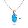 1/2 Carat Oval Shape Blue Topaz Necklace In 14K Rose Gold Over Sterling Silver, 18 Inches Image-4