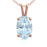 Aquamarine Necklace: Aquamarine Jewelry: 1/2 Carat Oval Shape Aquamarine Necklace In 14K Rose Gold Over Sterling Silver, 18 Inches Image-1