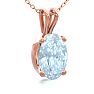 Aquamarine Necklace: Aquamarine Jewelry: 1/2 Carat Oval Shape Aquamarine Necklace In 14K Rose Gold Over Sterling Silver, 18 Inches Image-2