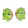 1 3/4 Carat Oval Shape Peridot Stud Earrings In 14K Rose Gold Over Sterling Silver Image-2