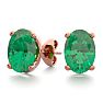 1 1/2 Carat Oval Shape Emerald Stud Earrings In 14K Rose Gold Over Sterling Silver Image-1