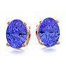 2 Carat Oval Shape Tanzanite Stud Earrings In 14K Rose Gold Over Sterling Silver Image-2