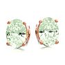 1 1/2 Carat Oval Shape Green Amethyst Stud Earrings In 14K Rose Gold Over Sterling Silver Image-2