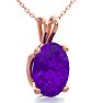3/4 Carat Oval Shape Amethyst Necklace In 14K Rose Gold Over Sterling Silver, 18 Inches Image-2