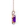 3/4 Carat Oval Shape Amethyst Necklace In 14K Rose Gold Over Sterling Silver, 18 Inches Image-3