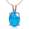 1 Carat Oval Shape Blue Topaz Necklace In 14K Rose Gold Over Sterling Silver, 18 Inches Image-1