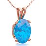 1 Carat Oval Shape Blue Topaz Necklace In 14K Rose Gold Over Sterling Silver, 18 Inches Image-2