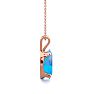 1 Carat Oval Shape Blue Topaz Necklace In 14K Rose Gold Over Sterling Silver, 18 Inches Image-3