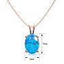 1 Carat Oval Shape Blue Topaz Necklace In 14K Rose Gold Over Sterling Silver, 18 Inches Image-4