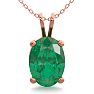 3/4 Carat Oval Shape Emerald Necklaces In 14 Karat Rose Gold Over Sterling Silver, 18 Inch Chain Image-1