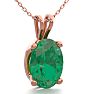 3/4 Carat Oval Shape Emerald Necklaces In 14 Karat Rose Gold Over Sterling Silver, 18 Inch Chain Image-2