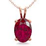 1 Carat Oval Shape Ruby Necklace In 14K Rose Gold Over Sterling Silver, 18 Inches Image-1