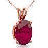 1 Carat Oval Shape Ruby Necklace In 14K Rose Gold Over Sterling Silver, 18 Inches Image-2