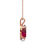 1 Carat Oval Shape Ruby Necklace In 14K Rose Gold Over Sterling Silver, 18 Inches Image-3