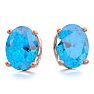 3 Carat Oval Shape Blue Topaz Stud Earrings In 14K Rose Gold Over Sterling Silver Image-2