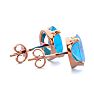 3 Carat Oval Shape Blue Topaz Stud Earrings In 14K Rose Gold Over Sterling Silver Image-3