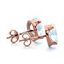 Aquamarine Earrings: Aquamarine Jewelry: 2 1/3 Carat Oval Shape Aquamarine Stud Earrings In 14K Rose Gold Over Sterling Silver Image-3