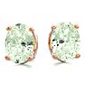 2 Carat Oval Shape Green Amethyst Stud Earrings In 14K Rose Gold Over Sterling Silver Image-2