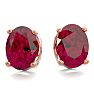 3 Carat Oval Shape Ruby Stud Earrings In 14K Rose Gold Over Sterling Silver Image-2