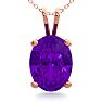 1 Carat Oval Shape Amethyst Necklace In 14K Rose Gold Over Sterling Silver, 18 Inches Image-1