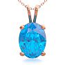 1 1/2 Carat Oval Shape Blue Topaz Necklace In 14K Rose Gold Over Sterling Silver, 18 Inches Image-1