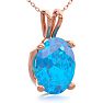 1 1/2 Carat Oval Shape Blue Topaz Necklace In 14K Rose Gold Over Sterling Silver, 18 Inches Image-2