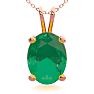 1 Carat Oval Shape Emerald Necklaces In 14 Karat Rose Gold Over Sterling Silver, 18 Inch Chain Image-1