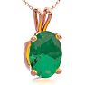 1 Carat Oval Shape Emerald Necklaces In 14 Karat Rose Gold Over Sterling Silver, 18 Inch Chain Image-2