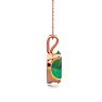 1 Carat Oval Shape Emerald Necklaces In 14 Karat Rose Gold Over Sterling Silver, 18 Inch Chain Image-3