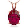  1 1/2 Carat Oval Shape Ruby Necklace In 14K Rose Gold Over Sterling Silver, 18 Inches
