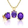 3 Carat Oval Shape Amethyst Necklace and Earring Set In 14K Yellow Gold Over Sterling Silver Image-1