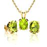 3 Carat Oval Shape Peridot Necklace and Earring Set In 14K Yellow Gold Over Sterling Silver Image-1