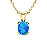 3 Carat Oval Shape Blue Topaz Necklace and Earring Set In 14K Yellow Gold Over Sterling Silver Image-3