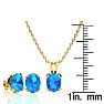 3 Carat Oval Shape Blue Topaz Necklace and Earring Set In 14K Yellow Gold Over Sterling Silver Image-4