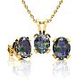 3 Carat Oval Shape Mystic Topaz Necklace and Earring Set In 14 Karat Yellow Gold Over Sterling Silver, 18 Inches Image-1