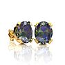 3 Carat Oval Shape Mystic Topaz Necklace and Earring Set In 14 Karat Yellow Gold Over Sterling Silver, 18 Inches Image-2