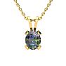 3 Carat Oval Shape Mystic Topaz Necklace and Earring Set In 14 Karat Yellow Gold Over Sterling Silver, 18 Inches Image-3