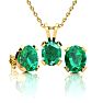 3 Carat Oval Shape Emerald Necklaces and Earring Set In 14 Karat Yellow Gold Over Sterling Silver, 18 Inch Chain Image-1