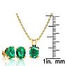 3 Carat Oval Shape Emerald Necklaces and Earring Set In 14 Karat Yellow Gold Over Sterling Silver, 18 Inch Chain Image-4