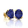 3 Carat Oval Shape Tanzanite Necklace and Earring Set In 14K Yellow Gold Over Sterling Silver Image-2