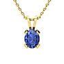 3 Carat Oval Shape Tanzanite Necklace and Earring Set In 14K Yellow Gold Over Sterling Silver Image-3