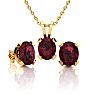 Garnet Necklace: Garnet Jewelry: 3 Carat Oval Shape Garnet Necklace and Earring Set In 14K Yellow Gold Over Sterling Silver Image-1