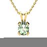3 Carat Oval Shape Green Amethyst Necklace and Earring Set In 14K Yellow Gold Over Sterling Silver Image-3