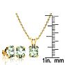 3 Carat Oval Shape Green Amethyst Necklace and Earring Set In 14K Yellow Gold Over Sterling Silver Image-4
