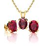 3 Carat Oval Shape Ruby Necklace and Earring Set In 14K Yellow Gold Over Sterling Silver
 Image-1