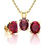 3 Carat Oval Shape Ruby Necklace and Earring Set In 14K Yellow Gold Over Sterling Silver
 Image-1