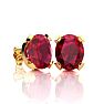 3 Carat Oval Shape Ruby Necklace and Earring Set In 14K Yellow Gold Over Sterling Silver
 Image-2