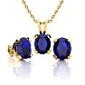 3 Carat Oval Shape Sapphire Necklace and Earring Set In 14K Yellow Gold Over Sterling Silver Image-1
