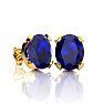 3 Carat Oval Shape Sapphire Necklace and Earring Set In 14K Yellow Gold Over Sterling Silver Image-2